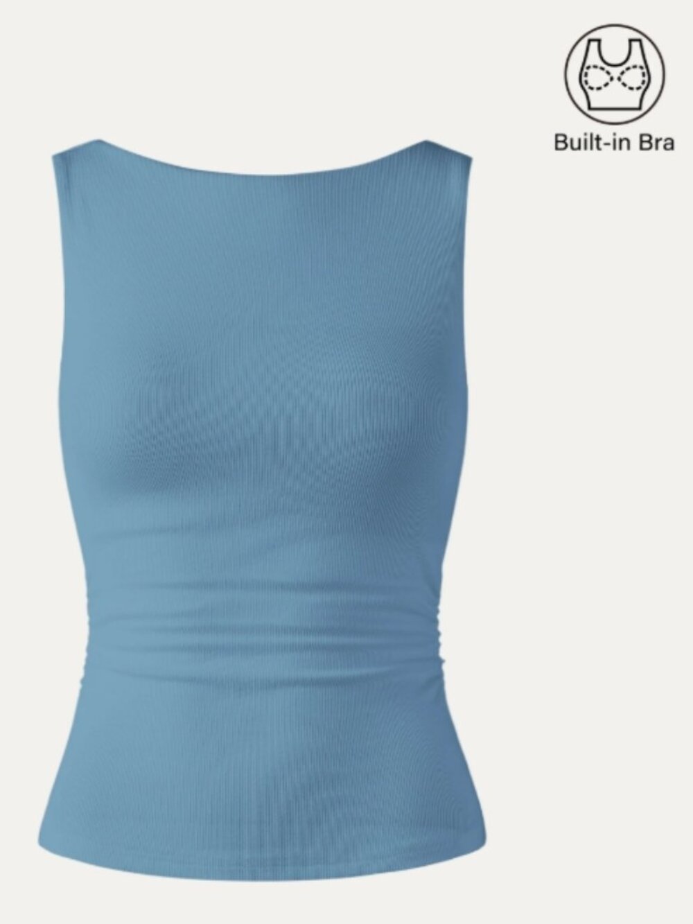 Elastic Open Back Bra Tank - Dusk Blue